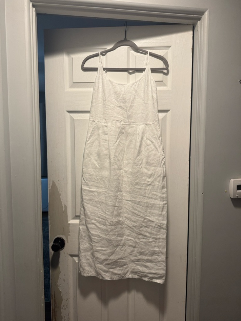 Quince White 100% European Linen Scoop Neck Midi Dress - Picture 3 of 6